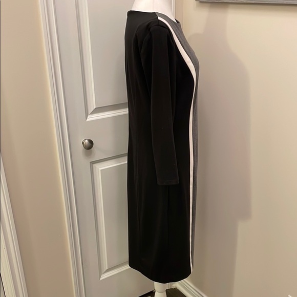 Chaps Gray and Black Dress 3/4 Sleeve Crew Neck EUC 12 - Picture 3 of 13